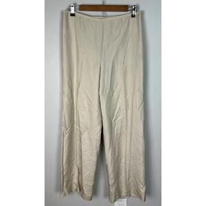 VTG Ann Taylor Silk Wide Leg Pants Lined Neutral Tan Side Zip Professional Sz 6